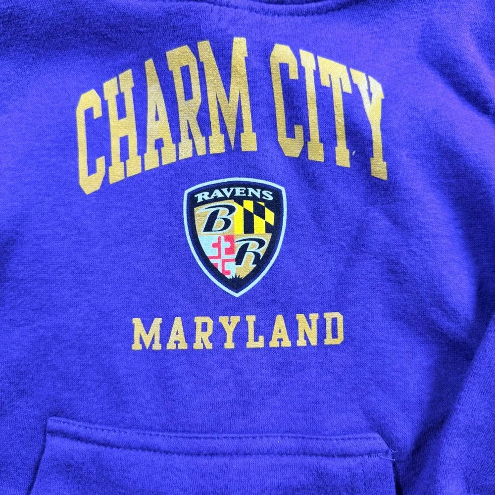 NFL Baltimore Ravens Kids Charm City Maryland Purple Hoodie Size 4 small outdoor